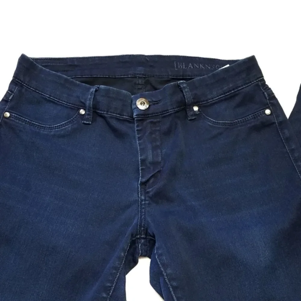 BLANKNYC Dark Wash Raw Cut Distressed Skinny Jeans